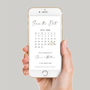 Calendário digital personalizado Salve a data, Salve a noite e-convite, Cartão de casamento, Convite eletrônico de casamento, Envie via WhatsApp