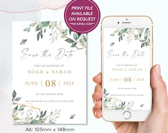 Save the Date E-invite, Digital Invite, Electronic Save the Date, Personalised Save The Date Phone Template, Electronic Wedding Invitation