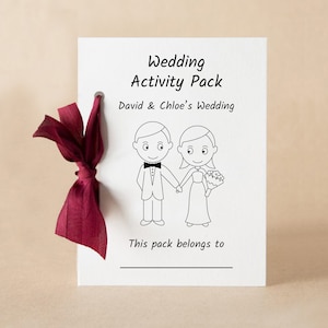 Pacchetto attività matrimonio bambini personalizzato, libretto attività matrimonio scaricabile, libro attività 12 pagine, pagine da colorare matrimonio