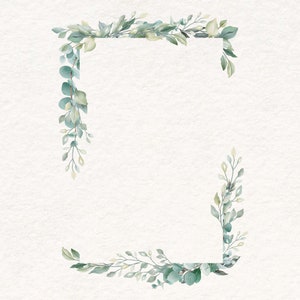 May include: A watercolor illustration of a leafy green frame with a white background. The frame is perfect for adding text or images.