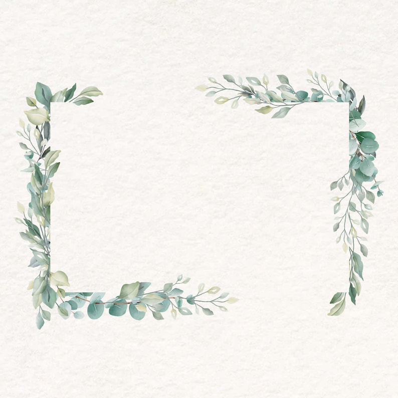 May include: A watercolor illustration of a leafy green frame on a white background. The frame is made of branches and leaves, and it is perfect for adding a touch of nature to your designs.