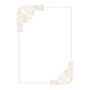 Gouden vintage frame clipart, bruiloft uitnodiging clipart, vintage rand png, DIY-uitnodigingen, digitale download.