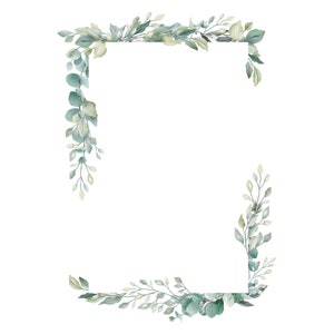 Eucalyptusblad frame clipart, bruiloft uitnodiging clipart, eucalyptus rand PNG, DIY-uitnodigingen, digitale download.
