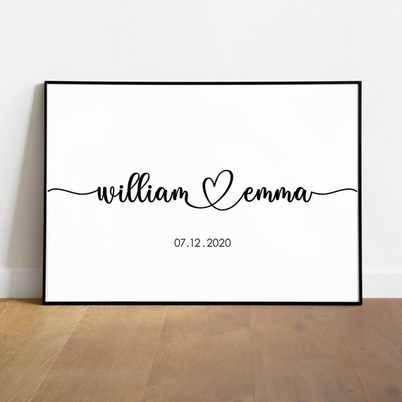 Personalised Couples Name Print Couples Names Art Custom | Etsy