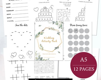 Children’s Wedding Activity Pack, Instant Download, Wedding Activity Booklet, 12 page Activity Book, Wedding Colouring Pages