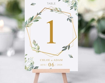 Personalised Wedding Table Number Cards, Printable Wedding Table Numbers