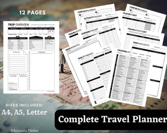 Complete Travel Planner | Daily Itinerary | Packing List | Travel Expense Tracker | Travel Journal | Bucket List | Trip Planner Insert | PDF