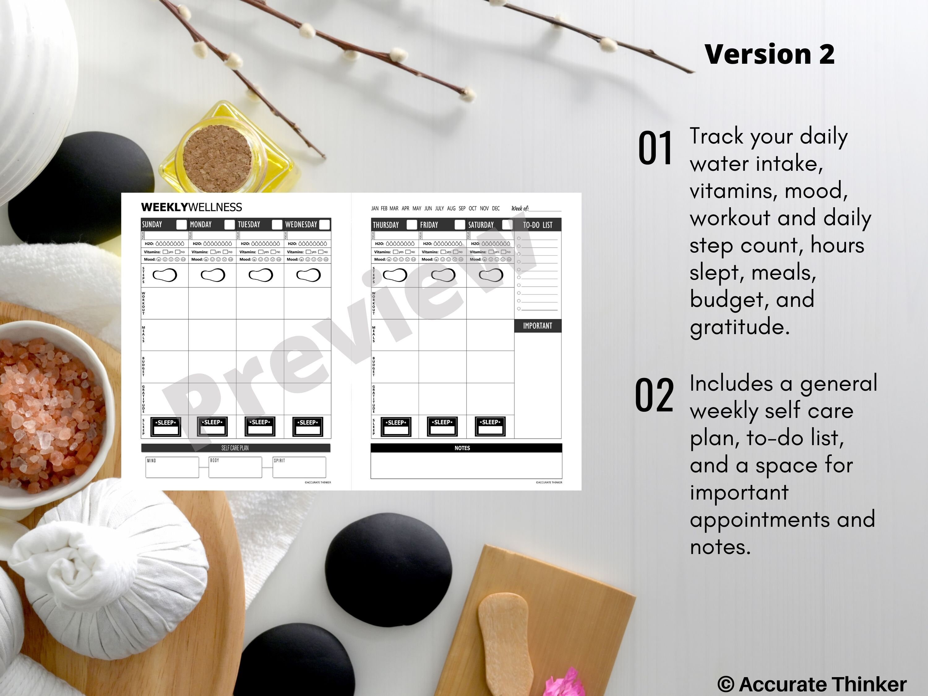 Weekly Wellness Tracker Weekly Self-care Self Care Planner - Etsy