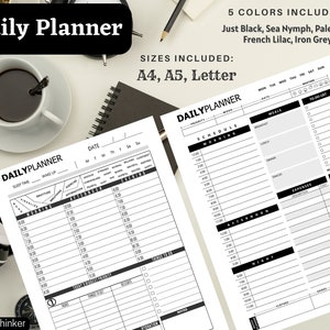 Daily Planner Printable | Undated Daily Page | Daily Organizer | Undated Digital Planner | Printable Daily Insert | Meal Planner | PDF