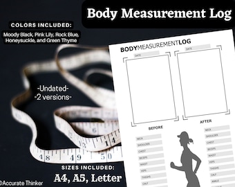 Body Measurement Tracker Printable | Weight Loss Chart (Digital)