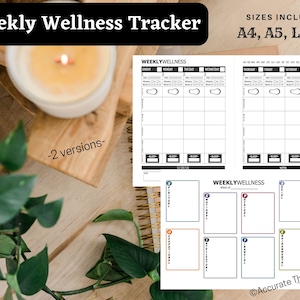 Weekly Wellness Tracker | Weekly Self-Care | Self Care Planner Printable | Mindfulness Journal | Self Care Journal | Wellness Journal | PDF