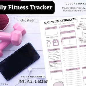 Utskrivbar daglig aktivitetsmätare | Träning, mat, hälsologg (digital nedladdning)