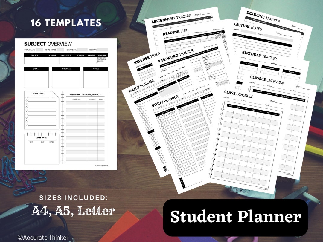 Student Planner Bundle | Printable Academic Planner PDF | School ...