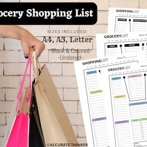 Grocery List | Shopping List | Grocery Shopping List | Printable Grocery List | Digital Planner | Printable Shopping List Template | PDF