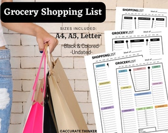 Printable Shopping List | Grocery, General Use, & Checklist (PDF Download A4/A5/Letter Sizes)