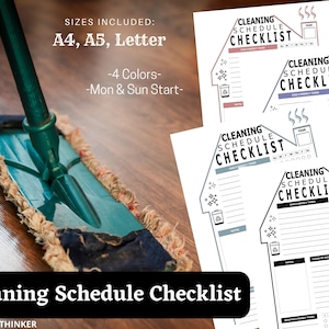 Cleaning Schedule Checklist | Cleaning Tracker | Daily Weekly Cleaning | Cleaning Planner Printable | Cleaning Checklist | Housekeeping List