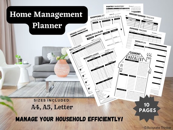 Home Management Planner | Household Planner | Home Maintenance Planner | Homemaking Planner | Household Management Binder | Mom Planner PDF