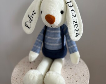 personalised bunny plush/ toy/ teddy bear/ personalizowana zabawka/ prezent/ gift/ baby boy/ baby girl/ baby shower/ newborn/ niemowlak/