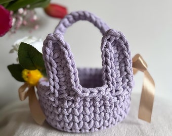 Happy Easter/ Wielkanoc/ Koszyk wielkanocny/ koszyk na szydełku/ ręcznie robiony koszyczek/ handmade/ koszyk dla dziecka/ koszyk ze sznurka