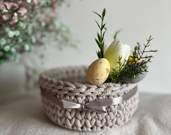 Stroik Wielkanocny/ Stroik na szydełku/ Happy easter/ wielkanoc/ święta wielkanocne/ koszyk na szydełku/ crochet/ hand made/ ozdoba na stół