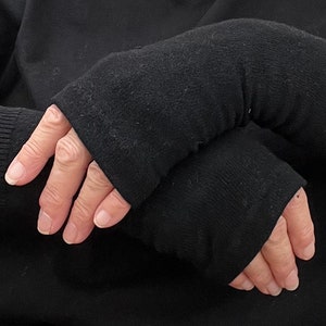 Gants / chauffe-poignets en soie de cachemire recyclés Black Up Prêt à être expédié image 5