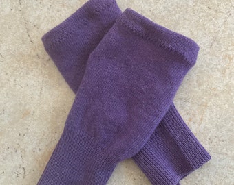 Small Child’s Purple Cashmere Silk Fingerless Gloves, wrist warmers, arm warmers upcycled knitwear, sustainable fashion, repurposed sweater