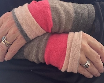 Striped Cashmere Fingerless Gloves from preloved knitwear, armwarmers, sustainable fashion, eco friendly