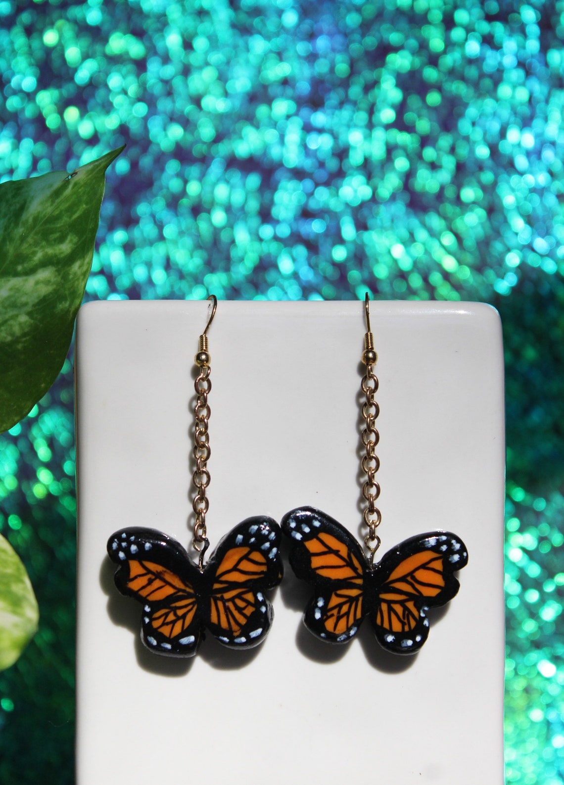 Handmade monarch butterfly polymer clay earrings Etsy