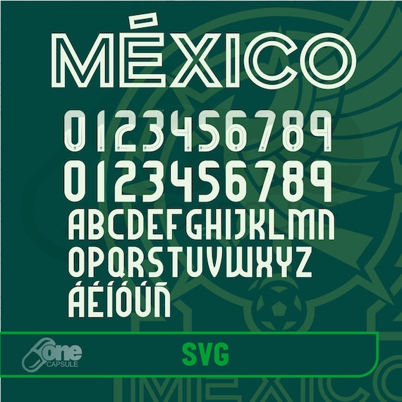 Mexico Jersey Font Vector: Futbol Design SVG, PNG (Digital Download)