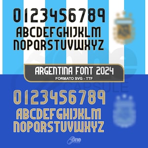 New Argentina Font Jersey 2024 | Qualifiers 2026 | Argentina design Font Svg - ttf | Argentina Soccer Jersey Font | INSTANT DOWNLOAD