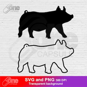 Puede incluir: Dos im&aacute;genes en silueta negra y blanca de un cerdo. La imagen superior es una silueta negra s&oacute;lida de un cerdo. La imagen inferior es un contorno blanco de un cerdo.
