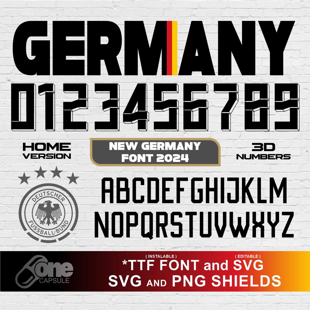 Germany Home Jersey Font Svg Vector 2024 New Deutschland Design Font ...