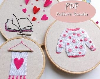 Valentine's Day Embroidery Pattern Bundle PDF by The Gingham Fox