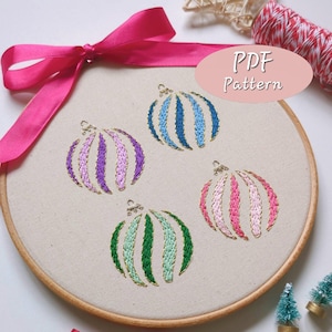 Christmas Bauble Embroidery Pattern PDF Download