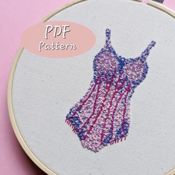 Patrón de bordado en PDF para descargar del body inspirado en el Eras Tour de Taylor Swift, bordado a mano