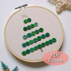 Christmas Tree Embroidery Pattern PDF Download Template