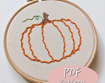 Halloween Pumpkin Embroidery Pattern PDF Download Template