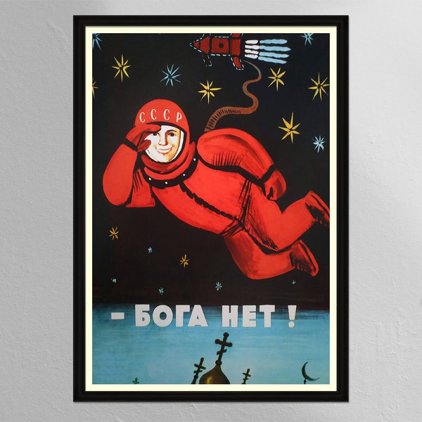 Red Cosmonaut, Soviet Propaganda Art Poster, Russian Space Print, USSR, Soviet Union, Space Race, Communist, Communism, Wall Art, Wall Decor