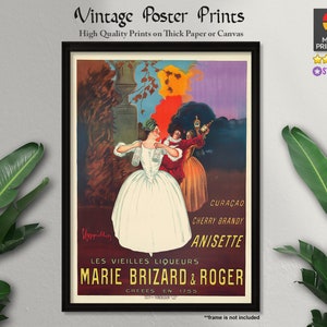 Cartel de arte vintage, Marie Brizard & Roger (1912), arte francés, carteles publicitarios, carteles vintage, arte vintage, impresiones de calidad, arte de pared