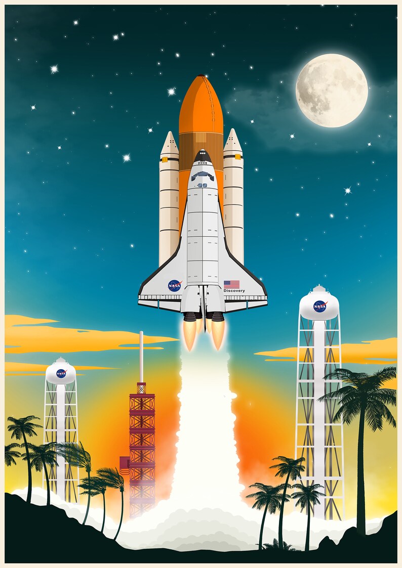 Space Shuttle Discovery Launch Art Print: NASA, Kennedy Space Center - Etsy