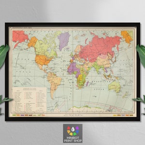 Sovjettijdperk, Russische kaart, antieke wereldkaart, wanddecoratie, kunst aan de muur, oude wereldkaart, kwaliteitsposters, coole geschenken, kaartkunst, vintage prints
