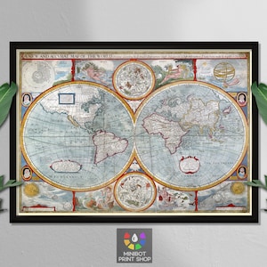 Mapa del mundo antiguo, Mapa del mundo antiguo, Decoración de paredes, Arte de pared, Mapa del viejo mundo, Carteles de calidad, Regalos geniales, Arte de mapas, Impresiones vintage, Regalo