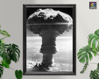 Vintage Atomic Bomb Poster, Mushroom Cloud, Propaganda Print