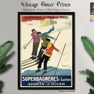 Cartel de arte vintage, Superbagnères-Luchon (1929), arte francés, carteles publicitarios, carteles vintage, arte vintage, impresiones de calidad, arte de pared