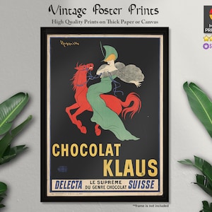 Chocolat Klaus (1903), carteles publicitarios, cartel de rana borracha, carteles antiguos, arte vintage, impresiones de calidad, decoración de pared, arte de pared, decoración
