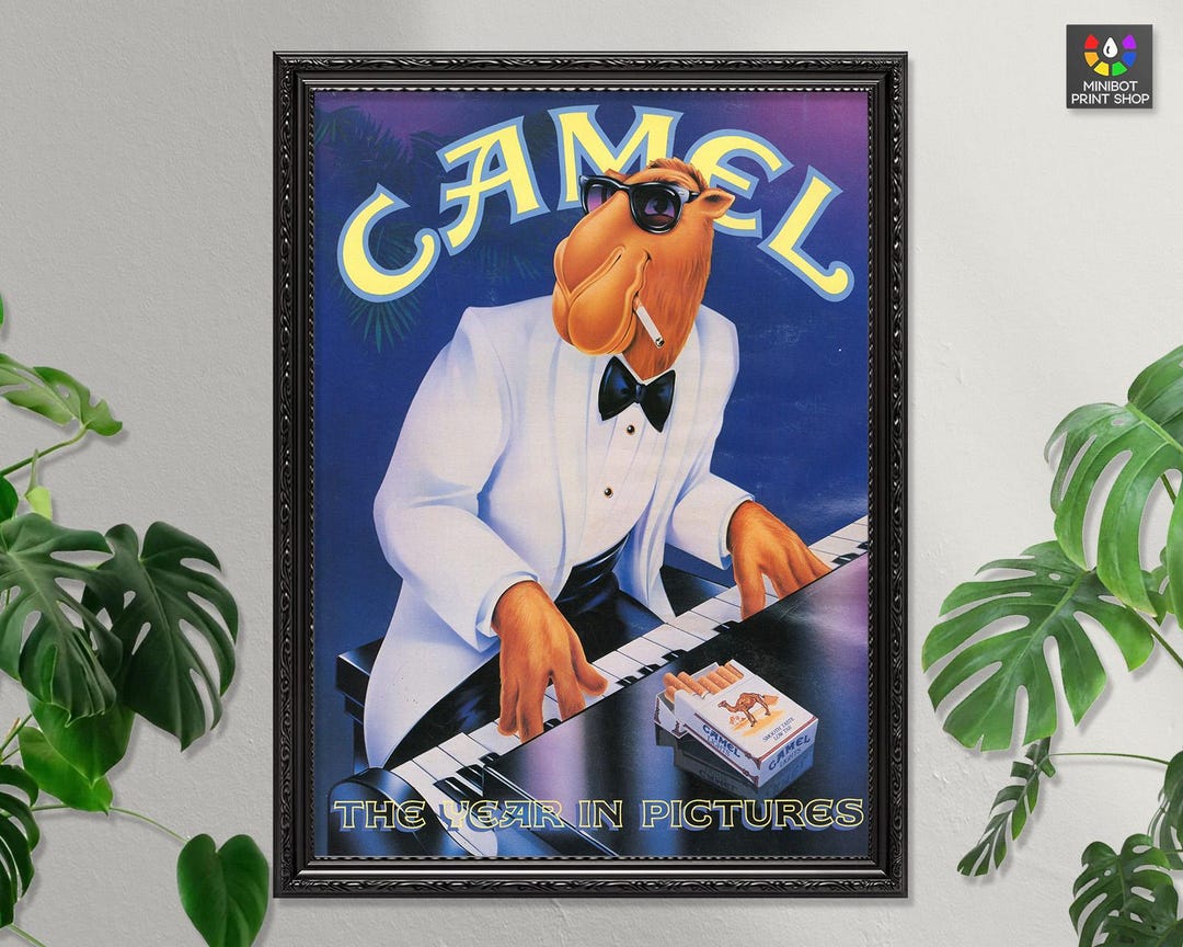 Camel Cigarette Advert - Joe Camel Playing Piano - 1990 Vintage Advertising  Poster - Art Print - Wall Decor