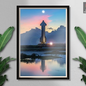 SpaceX Starship Space Poster, Space Shuttle, Spaceship Launching, Illustration poster, Cool Gift, Space Exploration, Wall Decor, Hangings