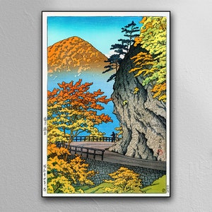 Autumn at Saruiwa - Japanese Woodblock Art Print - On Paper or Canvas - Wall Art