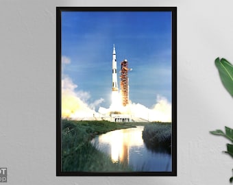 Nasa Saturn Launch Space Shuttle -  Poster on Paper or Canvas - Wall Art