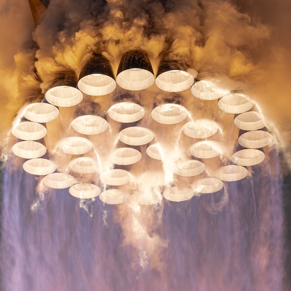 SpaceX's Starship ignite all 33 1st-stage engines in fiery test-flight-  Poster on Paper or Canvas - Wall Art